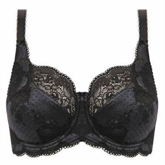 Panache Clara Full Cup Underwire Lace Bra Black 34J NWT - Picture 1 of 11